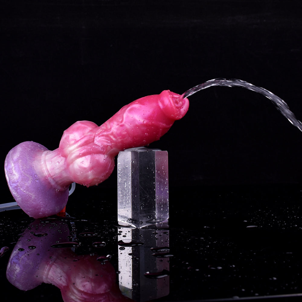 Dog dildo z podwójnym węzłem podczas funkcji wytrysku