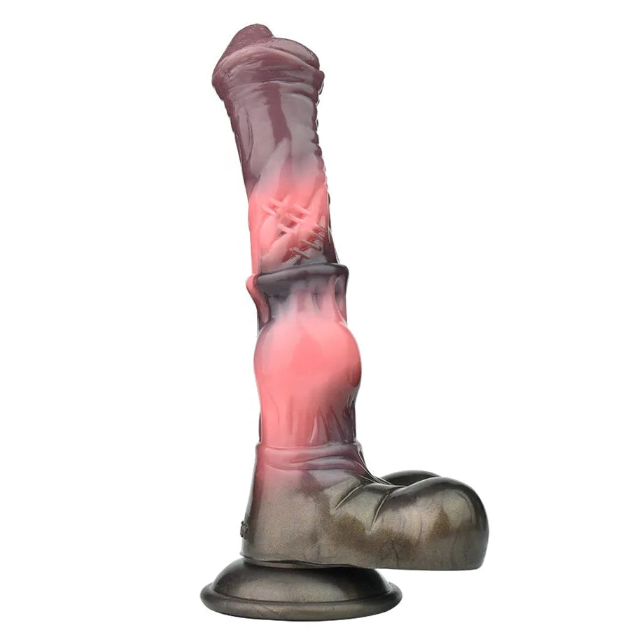 Czarno-różowe silikonowe dildo fantasy z przyssawką
