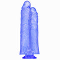 Fioletowe podwójne żelowe dildo z szeroką podstawą