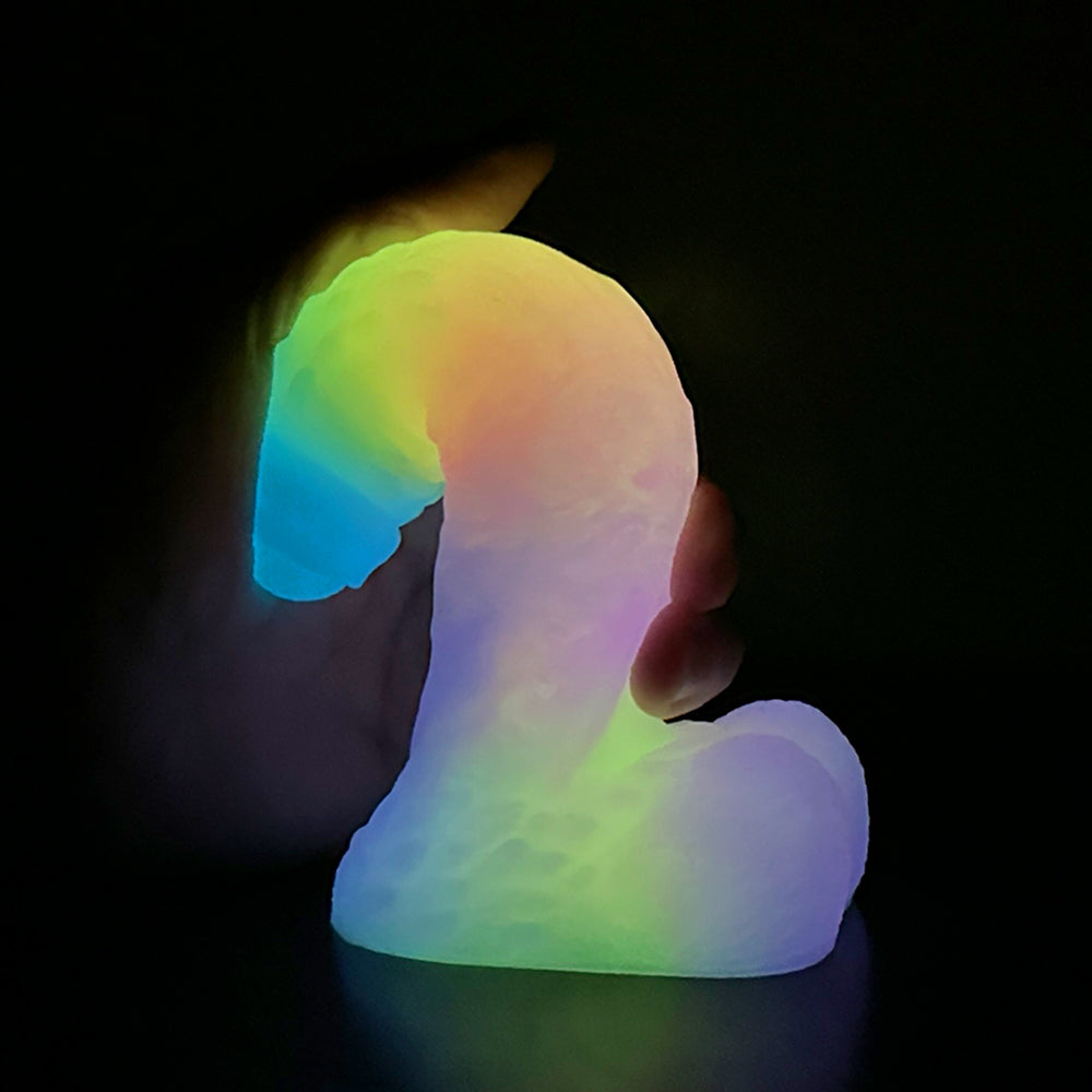 Niebiesko-żółto-różowy gradient dildo