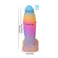 Wymiary dużego tęczowego dildo 23 cm