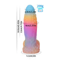 Wymiary małego tęczowego dildo 14,8 cm