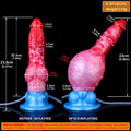 Wymiary pompowanego dildo przed i po regulacji węzła