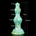 Wymiary zielonego dildo fantasy z dwoma węzłami