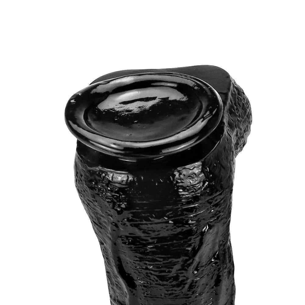 Boczny profil grubego czarnego dildo