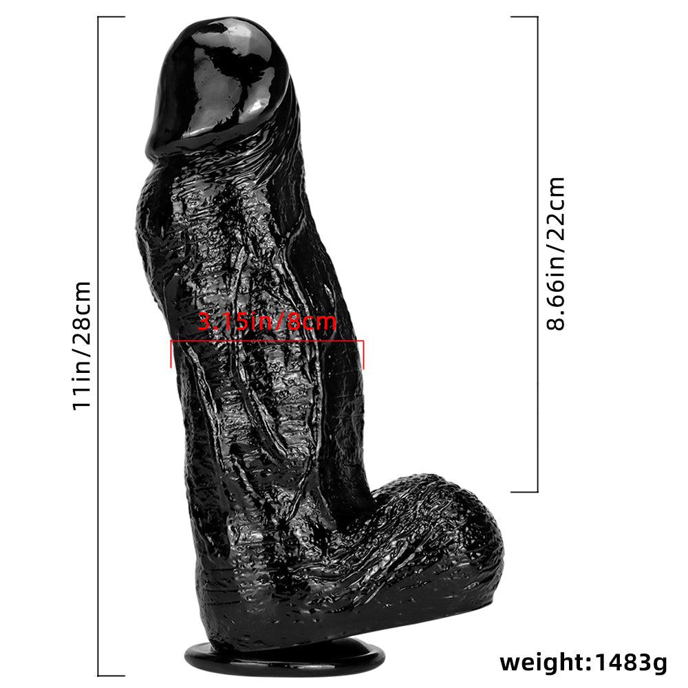 Wymiary czarnego dildo 28 cm i średnicy 8 cm