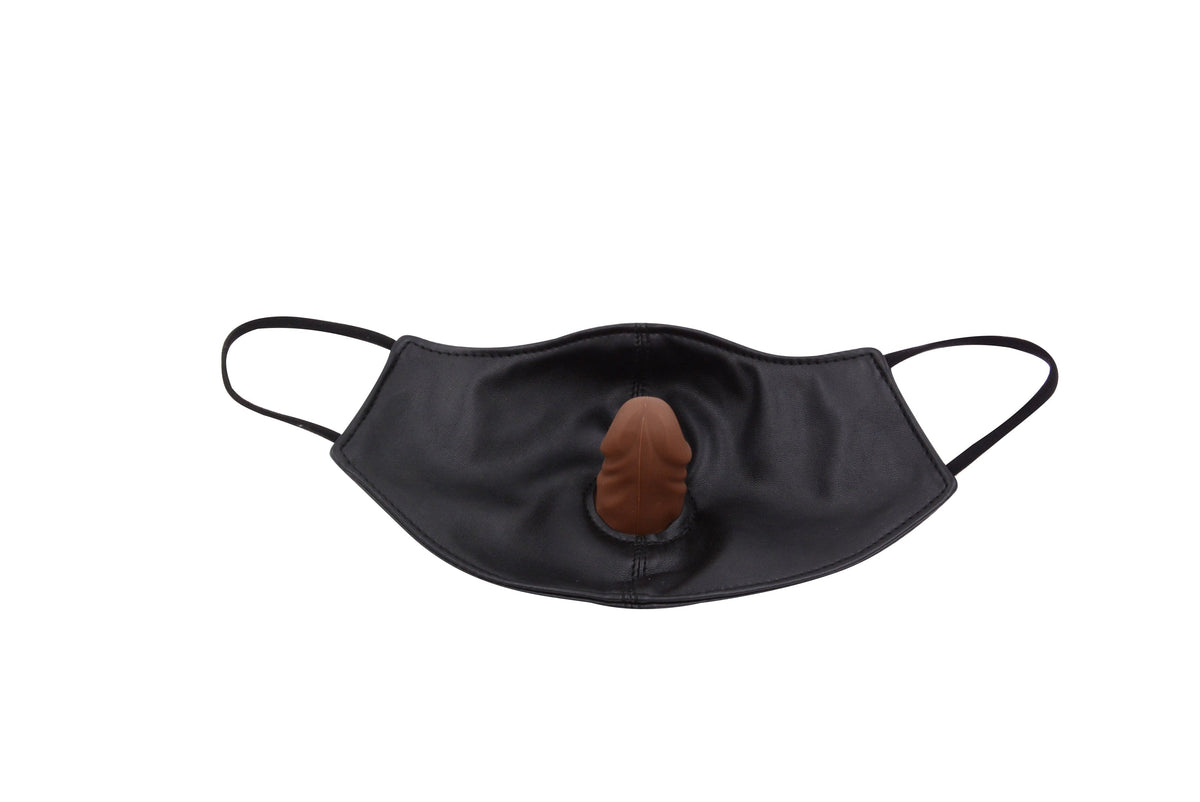 Brązowy krótki knebel do maski BDSM