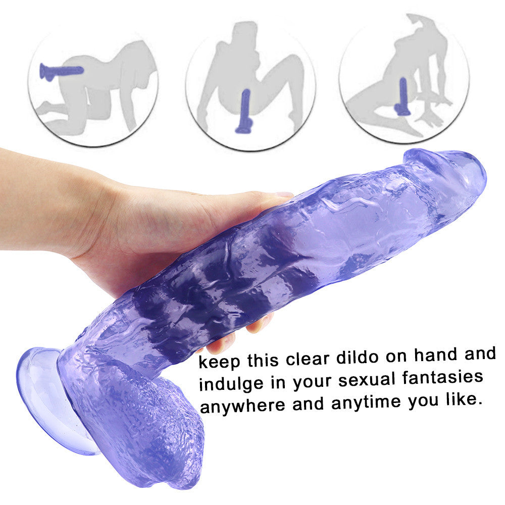 Długie niebieskie dildo trzymane w dłoni