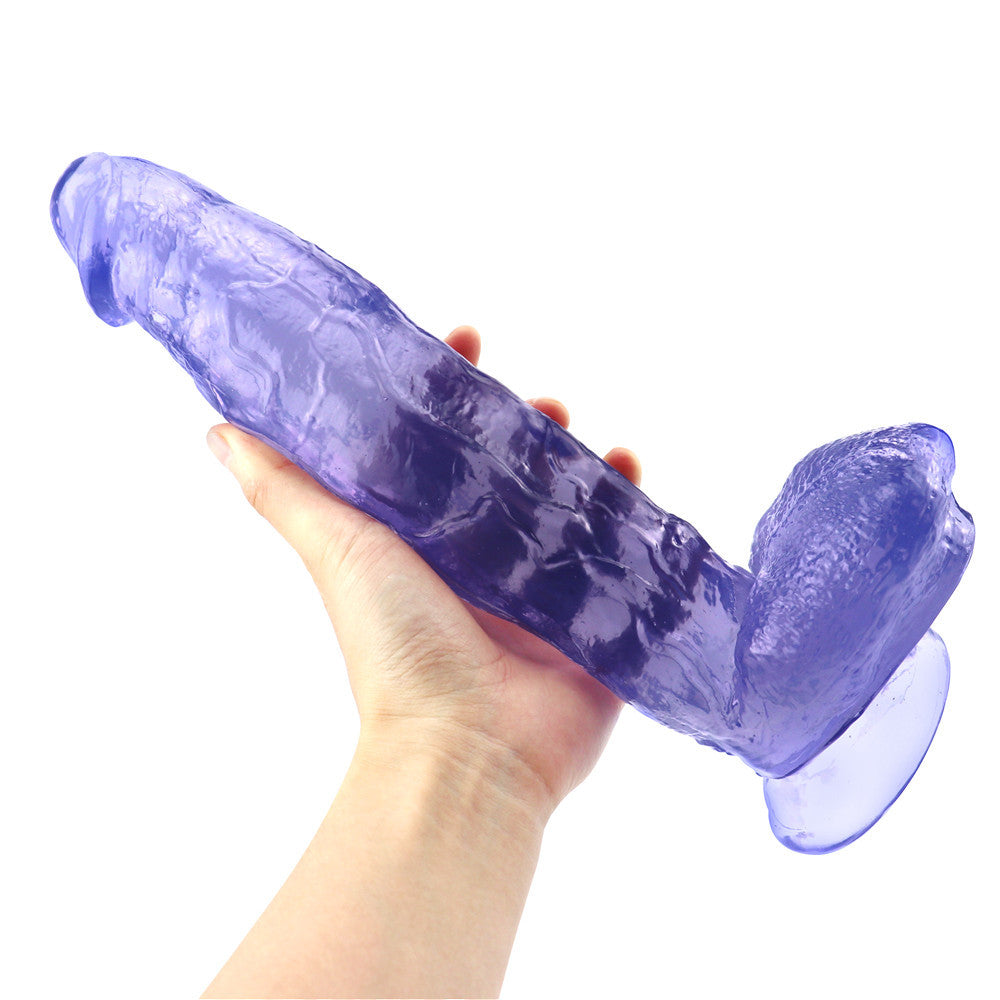 Grube niebieskie dildo widziane z boku