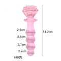 Wymiary koralikowego szklanego dildo z różą – 14,2 cm