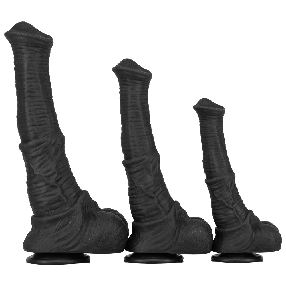 Horse dildo czarne z przyssawką w trzech rozmiarach