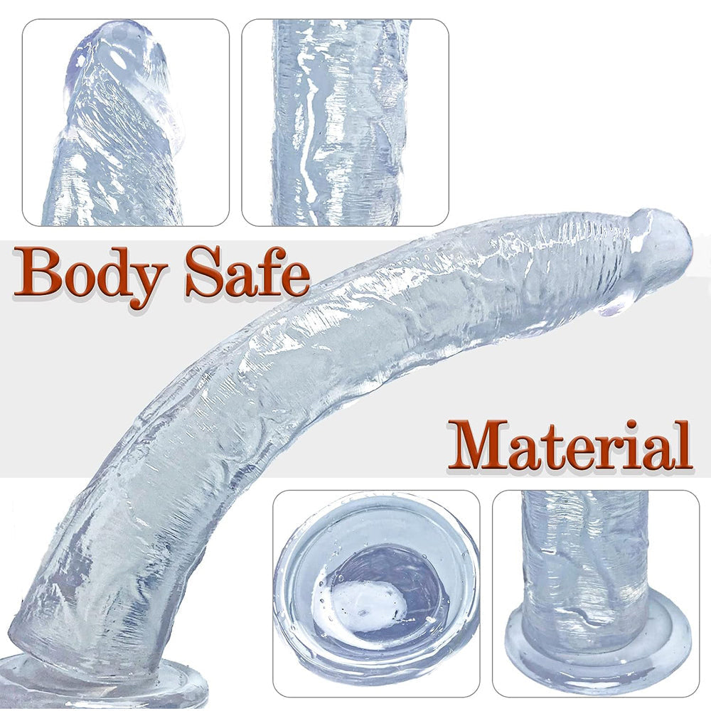 Zakrzywione przezroczyste dildo z przyssawką