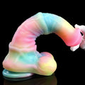 Elastyczność tęczowego dildo w końskim kształcie