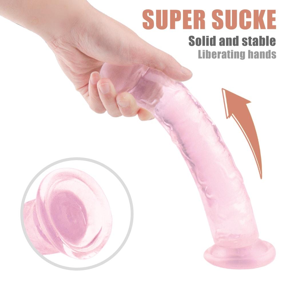 Szeroka przyssawka różowego dildo