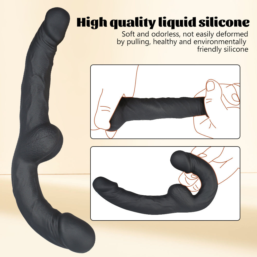 Elastyczna konstrukcja czarnego dwustronnego dildo