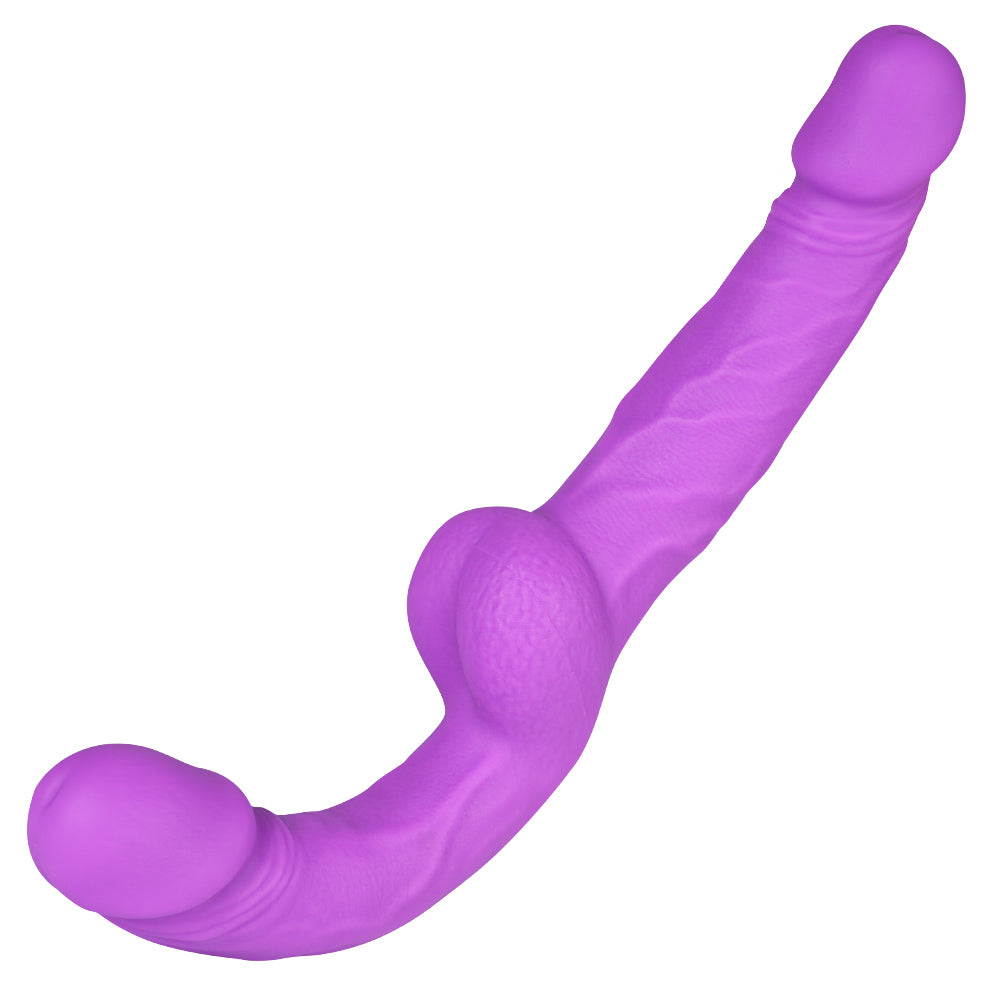 Fioletowe podwójne dildo bez uprzęży