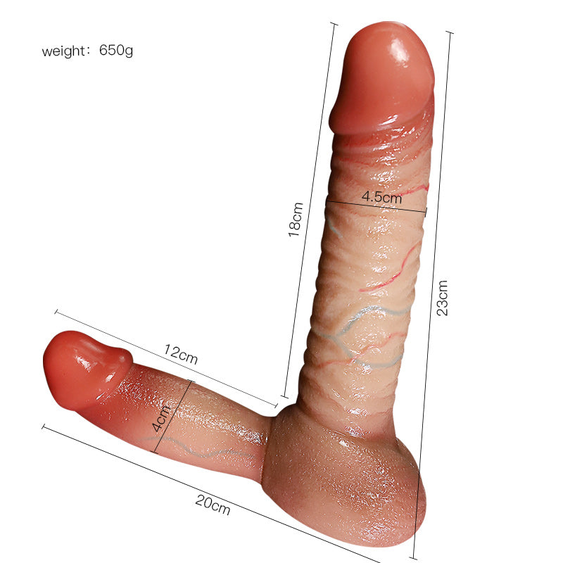 Wymiary brązowego dildo strapless