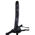 Długie czarne dildo strap-on z uprzężą