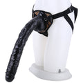 Dildo XXL z uprzężą w panterkę