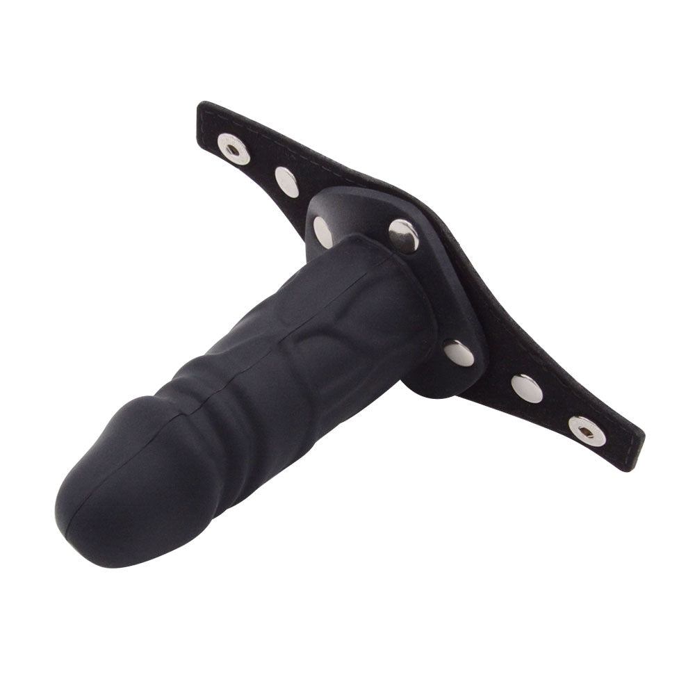 Czarny knebel dildo wyjęty z maski
