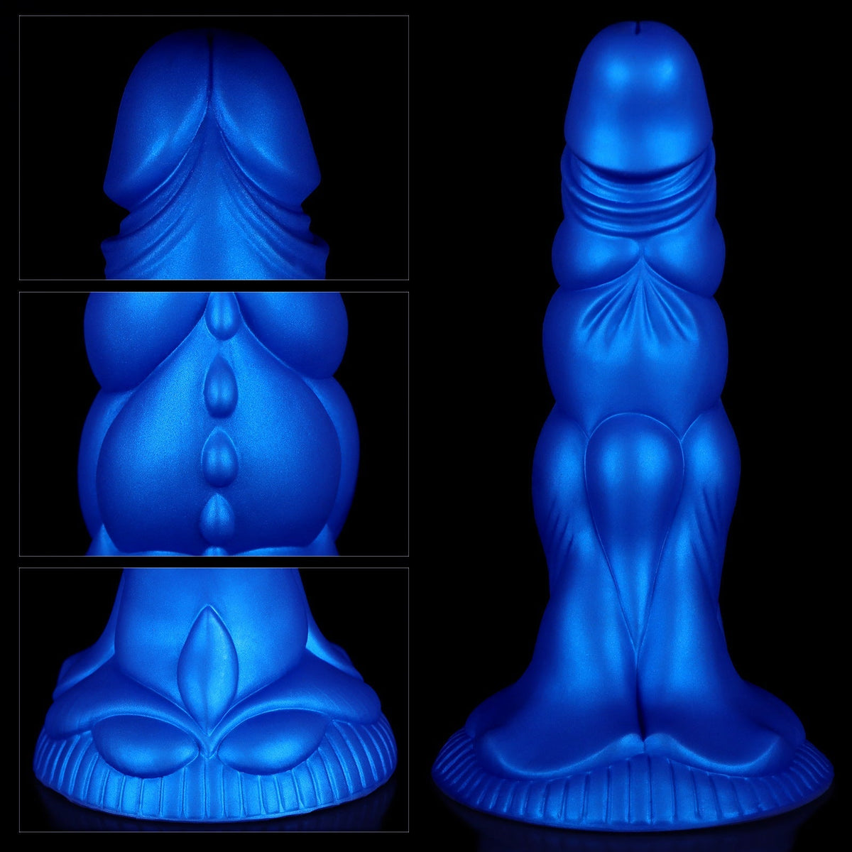 Zróżnicowane strefy tekstury niebieskiego dildo fantasy