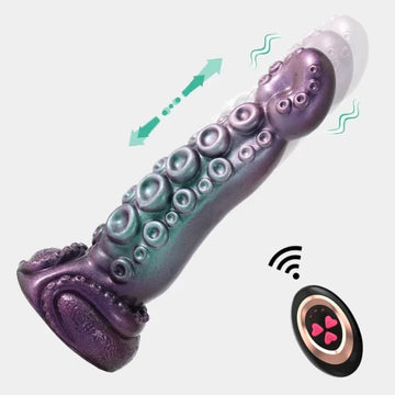 Tentacle dildo z wibracjami, pilotem i ruchem posuwistym