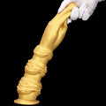 Giętki silikonowy trzon złotego dildo