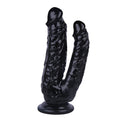 Czarne realistyczne podwójne dildo PVC z przyssawką