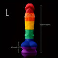 Wymiary tęczowego dildo w rozmiarze L – 21 cm