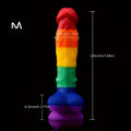 Wymiary tęczowego dildo w rozmiarze M – 19,5 cm