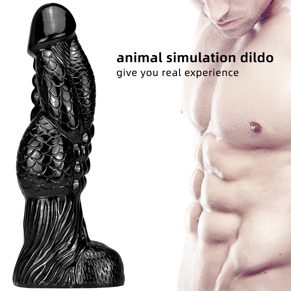 Czarne monster dildo o elastycznym, zakrzywionym trzonie