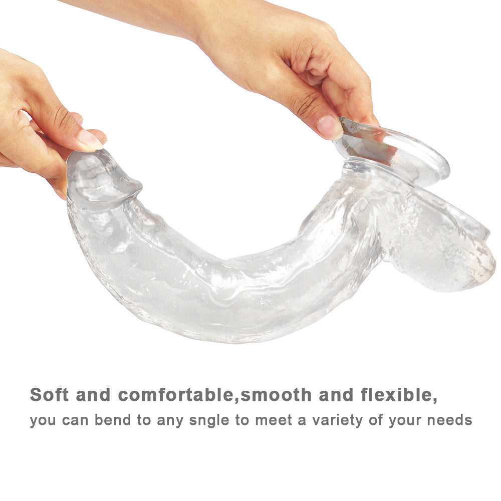 Long dildo przezroczyste z PVC i przyssawką