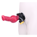 Czerwone dildo wilcze ustawione poziomo na przyssawce